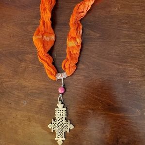 Authentic Ethiopian orange scarf